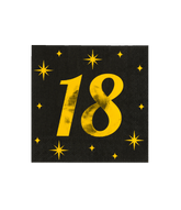 18 Jaar Servetten Zwart Goud 16st